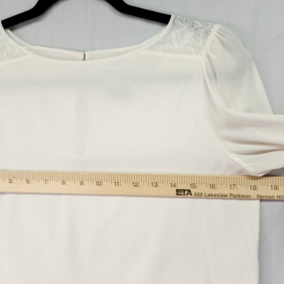 Alice And Olivia Silk Blouse Size Small Ivory With Lace Trim Long Sleeve Lux - Picture 6 of 16